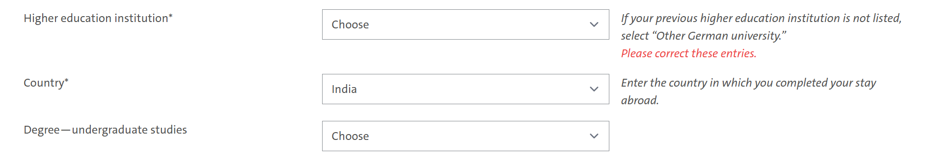 Examination Part fields